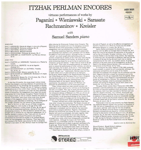 Itzhak Perlman : Encores (LP)