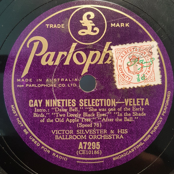 Victor Silvester And His Ballroom Orchestra : Gay Nineties Selection-Veleta / Look For The Silver Lining (Shellac, 10")