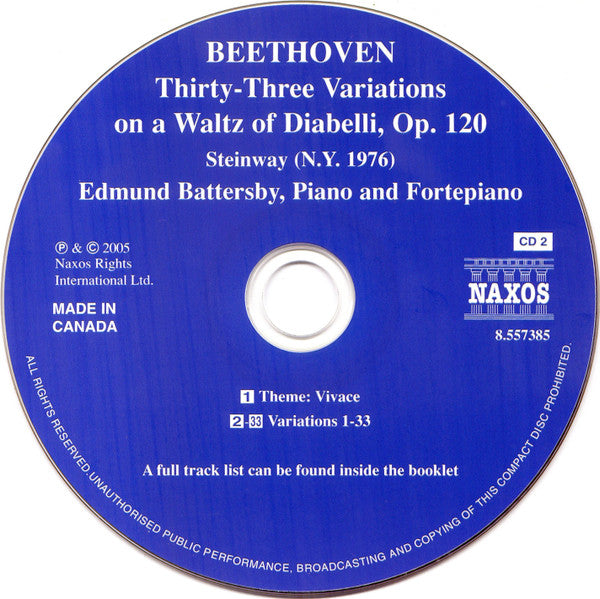 Beethoven*, Edmund Battersby : Diabelli Variations (2xCD, Album)