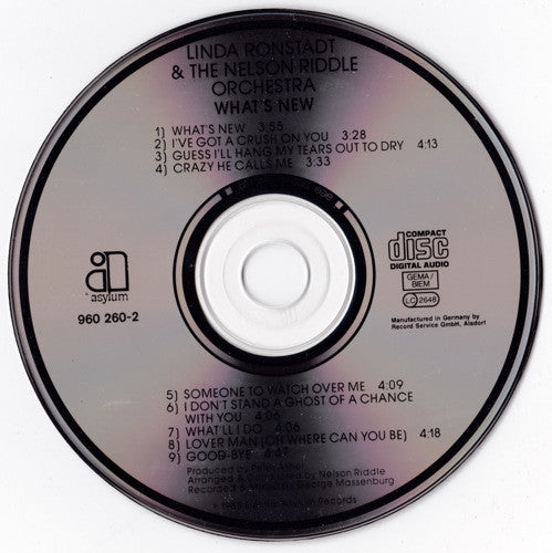 Linda Ronstadt & The Nelson Riddle Orchestra* : What's New (CD, Album, RE)