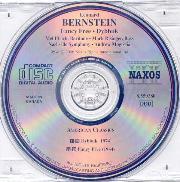 Leonard Bernstein, Mel Ulrich, Mark Risinger, Nashville Symphony Orchestra, Andrew Mogrelia : Fancy Free / Dybbuk (Complete Ballets) (CD, Album)