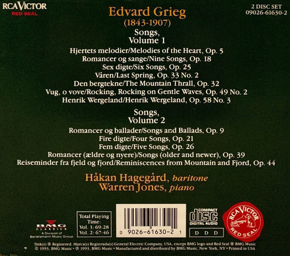 Håkan Hagegård, Edvard Grieg : Songs / Lieder / Melodies (2xCD, Album, Sli)
