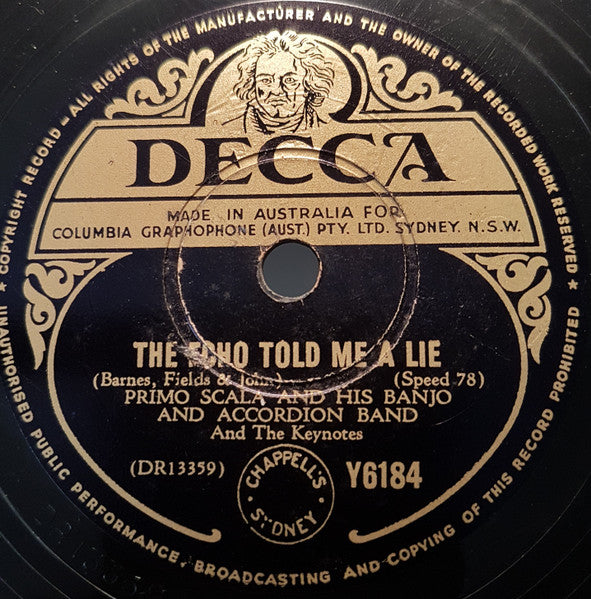 Primo Scala And His Banjo And Accordion Band* And The Keynotes : The Mistletoe Kiss / The Echo Told Me A Lie (Shellac, 10")