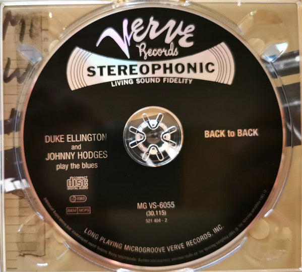 Duke Ellington & Johnny Hodges : Back To Back (Duke Ellington And Johnny Hodges Play The Blues) (CD, Album, RE, RM, Dig)