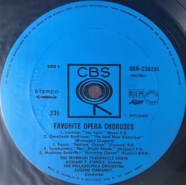 Mormon Tabernacle Choir, Richard P. Condie, The Philadelphia Orchestra, Eugene Ormandy : Anvil Chorus (LP)