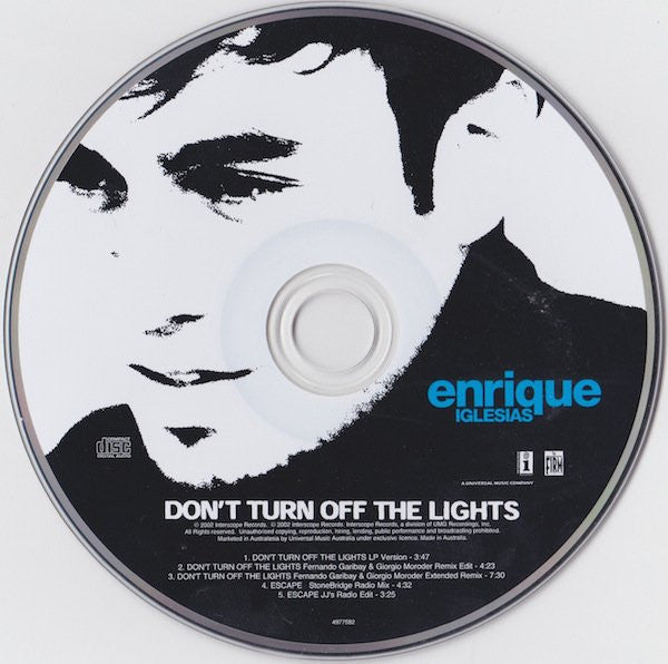Enrique Iglesias : Don't Turn Off The Lights (CD, Single)