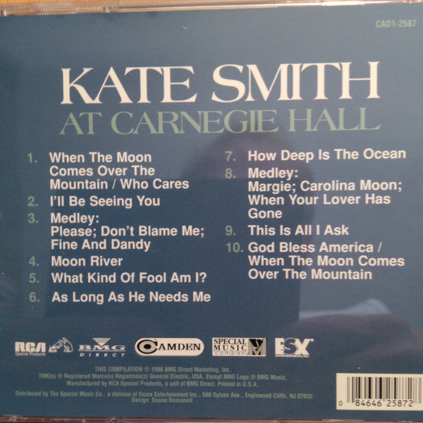 Kate Smith (2) : Kate Smith At Carnegie Hall (CD, Album, RE)