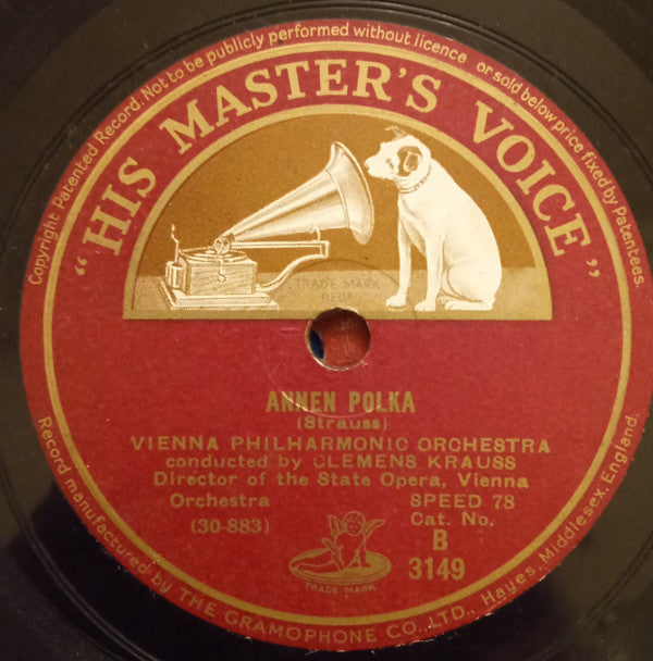 Wiener Philharmoniker Conducted By Clemens Krauss : Perpetuum Mobile / Annen Polka (Shellac, 10")