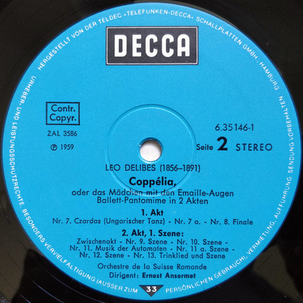 Léo Delibes, Orchestre De La Suisse Romande*, Ernest Ansermet : Coppélia (Oder Das Mädchen Mit Den Emaille-Augen - Ballet-Pantomime In 2 Akten) (2xLP, Album + Box, RE)