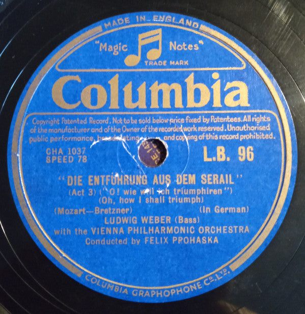 Ludwig Weber With The Wiener Philharmoniker : Die Entfuhrung Aus Dem Serail (Shellac, 10")