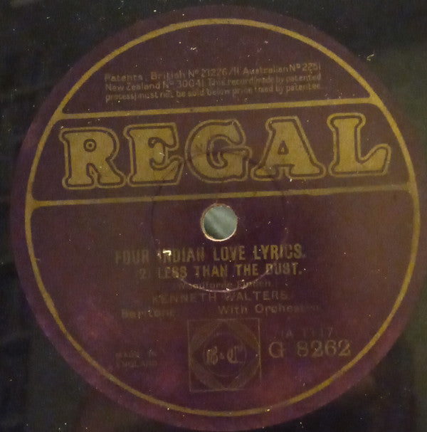 Kenneth Walters : Four Indian Love Lyrics (1) / (2) (Shellac, 10")