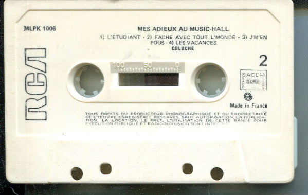 Coluche : Mes Adieux Au Music-hall (Cass, Album)
