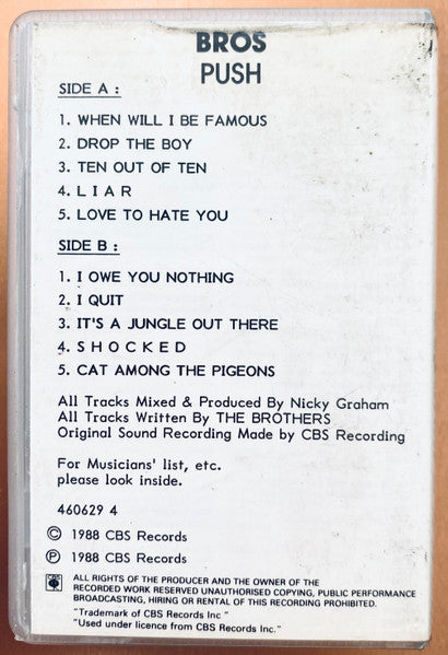Bros : Push (Cass, Album)