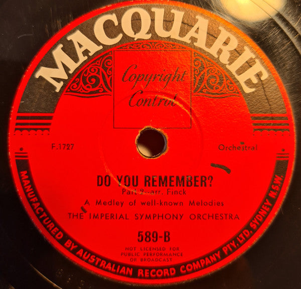 The Imperial Symphony Orchestra : Do You Remember? (Shellac, 10")