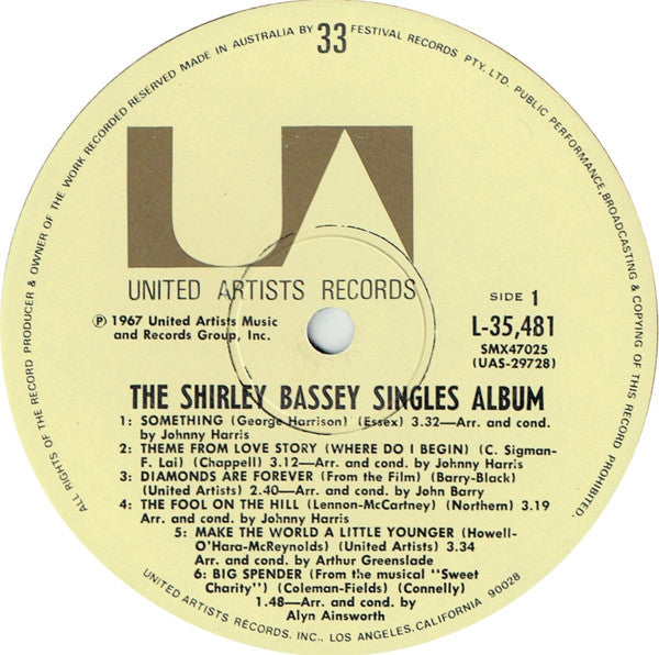 Shirley Bassey : The Shirley Bassey Singles Album (LP, Comp)