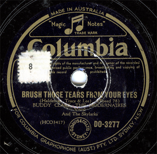 Buddy Clark (3) : Matinee / Brush Those Tears From Your Eyes (Shellac, 10")