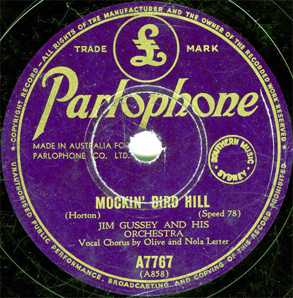 Jim Gussey And His Orchestra : It is No Secret / Mockin' Bird Hill (Shellac, 10")