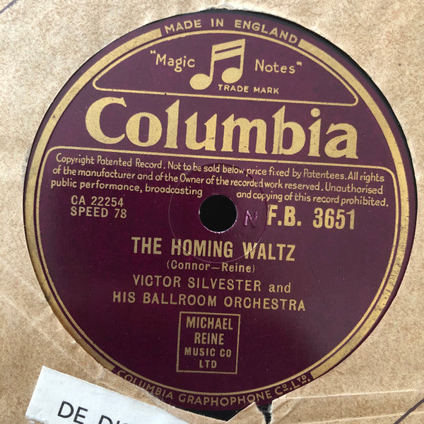Victor Silvester and His Ballroom Orchestra : My Heart’s Desire / The Homing Waltz (Shellac, 10")