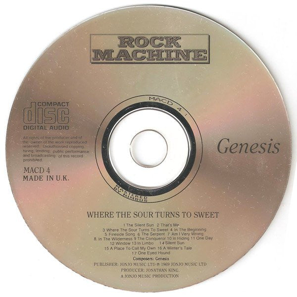 Genesis : Where The Sour Turns To Sweet (CD, Album, Mono, RE)
