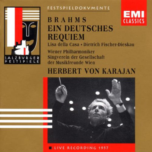 Johannes Brahms - Lisa della Casa • Dietrich Fischer-Dieskau • Wiener Philharmoniker • Singverein Der Gesellschaft Der Musikfreunde • Herbert von Karajan : Ein Deutsches Requiem (CD, Album, Mono, RM)