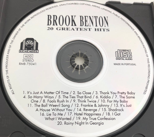 Brook Benton : 20 Greatest Hits (CD, Comp)