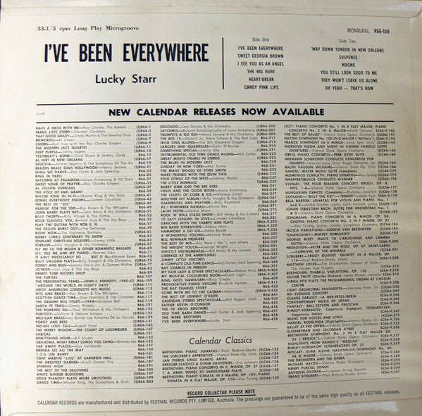 Lucky Starr : I've Been Everywhere (LP, Album, Mono, RE)