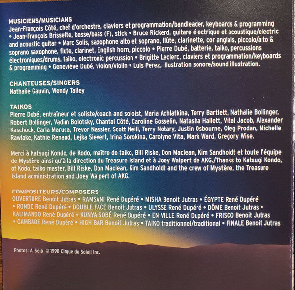 Cirque Du Soleil, Benoit Jutras & René Dupéré : Mystère Live (CD, Album, RE)