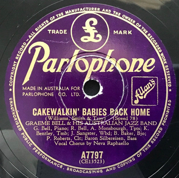 Graeme Bell & His Australian Jazz Band* : Big Walkabout / Cakewalkin' Babies Back Home (Shellac, 10")
