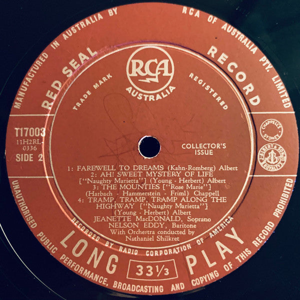 Jeanette MacDonald And Nelson Eddy, Nathaniel Shilkret : Operetta Favourites By Jeanette MacDonald And Nelson Eddy (10", Mono)