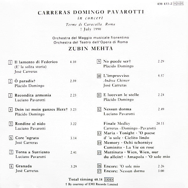 Carreras*, Domingo*, Pavarotti*, Mehta* : In Concert (CD, Album)