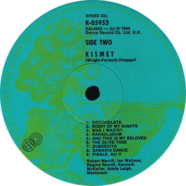 Adele Leigh * Robert Merrill * Mantovani & His Orchestra* : Kismet (LP, Album, Club)