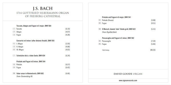 Johann Sebastian Bach, David Goode : 1714 Silbermann Organ Of Freiberg Cathedral (CD, Album)