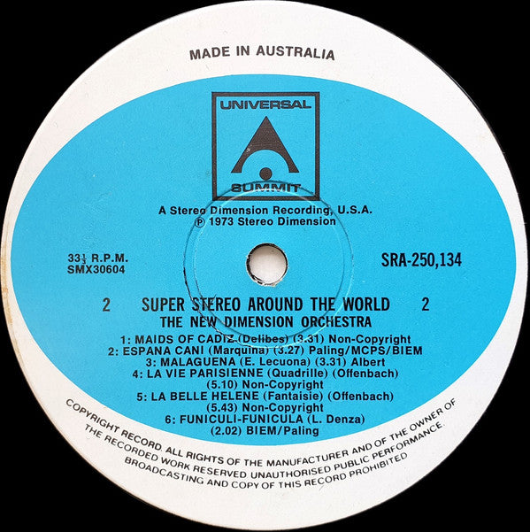 The New Dimension Orchestra : Super Stereo Around The World (LP)