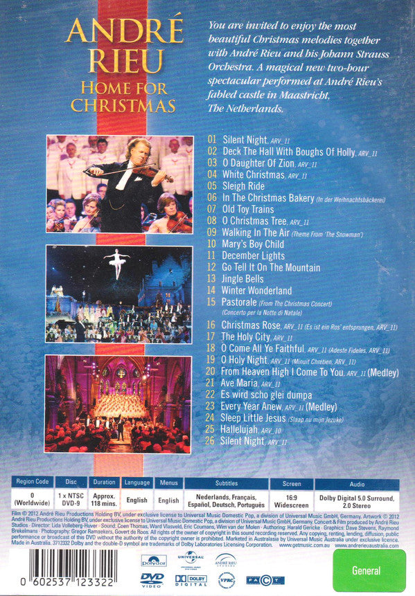 André Rieu & His Johann Strauß Orchestra : Home For Christmas (DVD-V, NTSC)