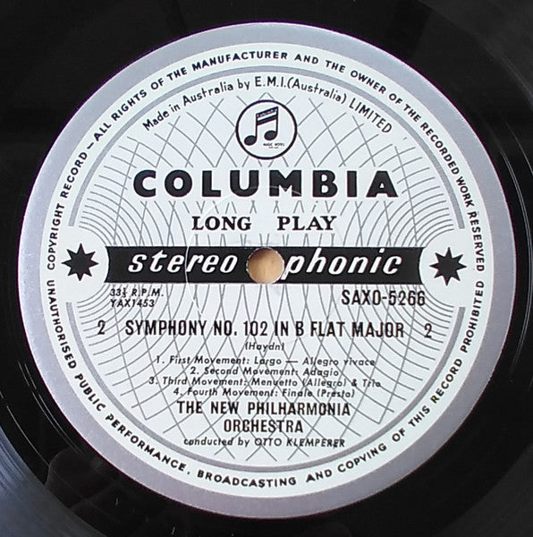 Haydn* - Otto Klemperer, The New Philharmonia Orchestra* : Symphony No. 100 In G ("Military") / Symphony No. 102 In B Flat (LP, Album)