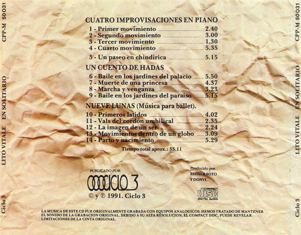 Lito Vitale : En Solitario (CD, Album)