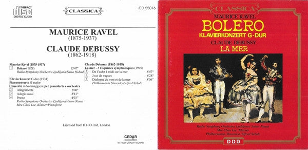 Maurice Ravel / Claude Debussy - Simfonični Orkester RTV Ljubljana, Anton Nanut, Mee Chou Lee, Philharmonia Slavonica, Alfred Scholz : Bolero / Klavierkonzert G-Dur / La Mer (CD, Comp, RE)