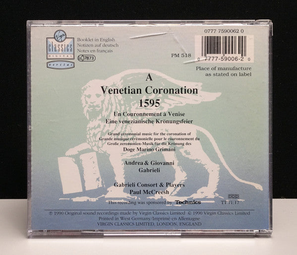 Andrea Gabrieli / Giovanni Gabrieli - Gabrieli Consort & Players*, Paul McCreesh : A Venetian Coronation 1595 (CD, Album)
