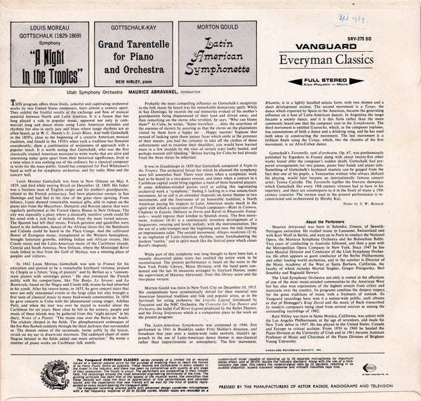 Louis Moreau Gottschalk, Morton Gould, Utah Symphony Orchestra, Maurice Abravanel, Reid Nibley : A Night In The Tropics / Latin-American Symphonette (LP, Album)