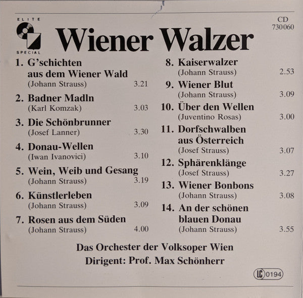 Wiener Volksopernorchester , Dirigent Max Schönherr : Wiener Walzer (CD)