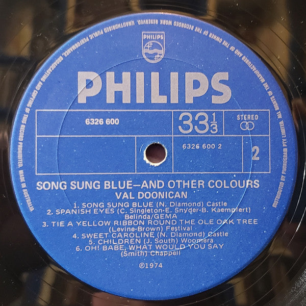 Val Doonican : Songs Sung Blue (And Other Colours) (LP, Album)