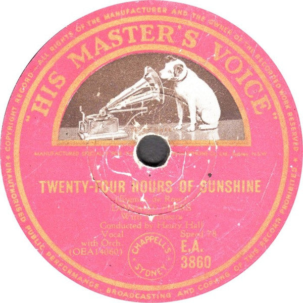 Donald Peers : Dad's Birthday Waltz / Twenty Four Hours Of Sunshine (Shellac, 10")