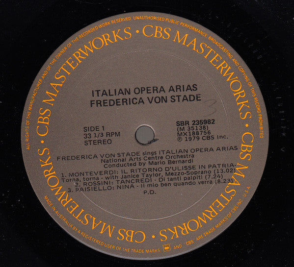 Frederica von Stade, National Arts Centre Orchestra • Mario Bernardi (2) : Italian Opera Arias (LP, Album)