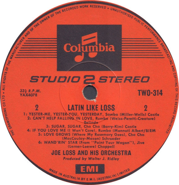 Joe Loss & His Orchestra : Latin Like Loss (LP, Album)