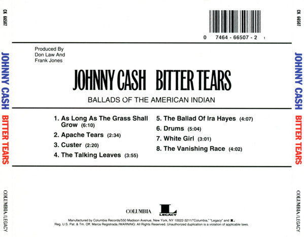 Johnny Cash : Bitter Tears (Ballads Of The American Indian) (CD, Album, RE)