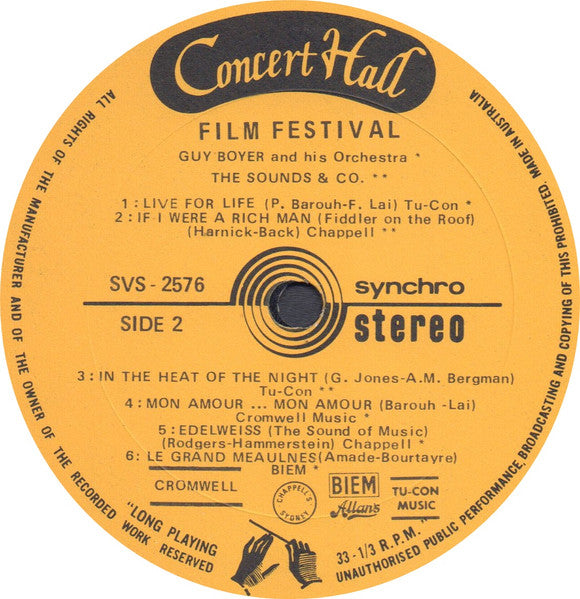 Guy Boyer Et Son Orchestre - The Sounds & Co : Film Festival (LP)
