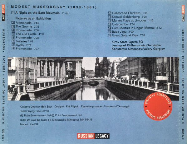 Modest Mussorgsky / Leningrad Philharmonic Orchestra, Kirov Orchestra, Константин Симеонов / Valery Gergiev : Pictures At An Exhibition, A Night On The Bare Mountain (CD, Comp, RM)