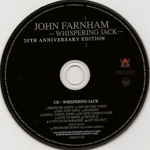 John Farnham : Whispering Jack (20th Anniversary Edition) (CD, Album, RE, RM, Jew + DVD-V, Multichannel, PAL)