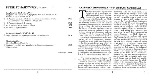 Tchaikovsky* - Eugene Ormandy, The Philadelphia Orchestra : Symphony No. 4 • "1812" Overture • Marche Slave (CD, Comp, RE, RM)