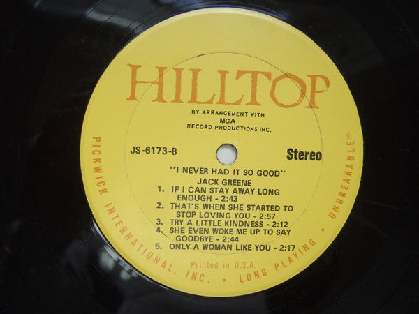 Jack Greene : I Never Had It So Good (LP, Album, RE)